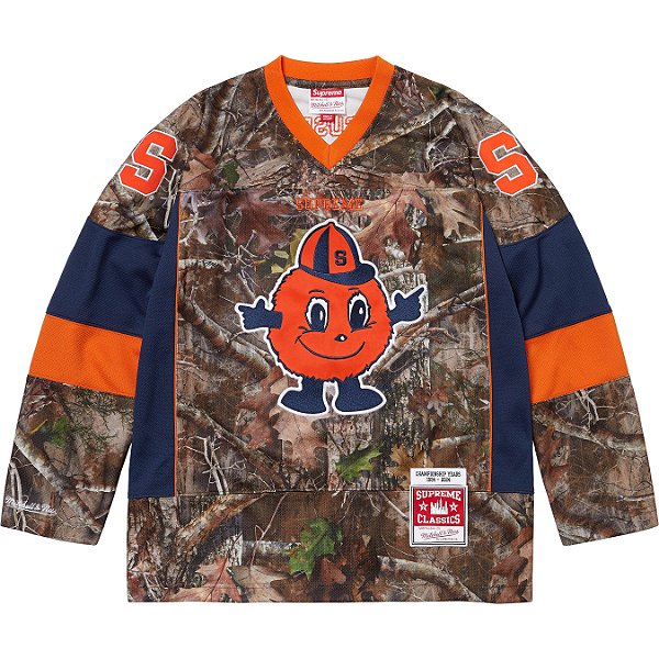 SUPREME x MITCHELL & NESS - Camiseta Jersey Hockey NCAA "Woodland Camo" -NOVO-
