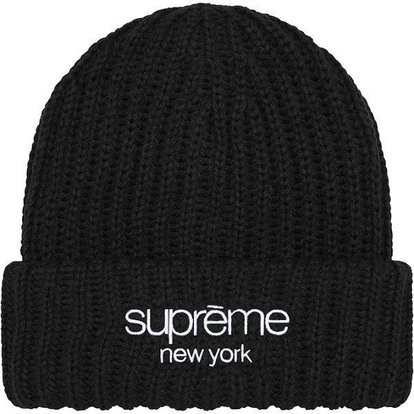 SUPREME - Touca Classic Logo Chunky Ribbed "Preto" -NOVO-