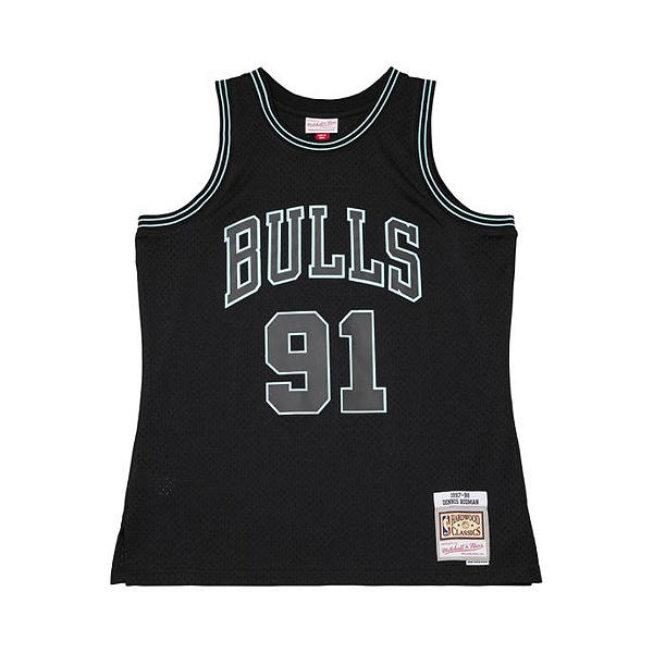 MITCHELL & NESS - Regata Jersey Glow In The Dark Chicago Bulls 1997-98 Dennis Rodman "Preto" -NOVO-