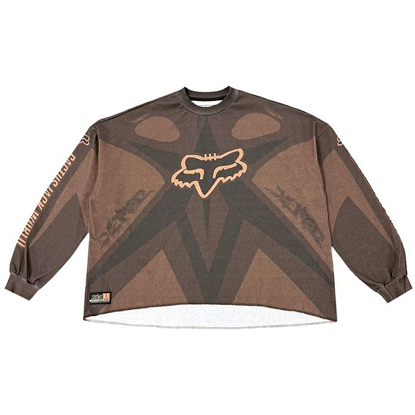 CACTUS JACK x FOX RACING - Camiseta Manga Longa "Marrom" -NOVO-