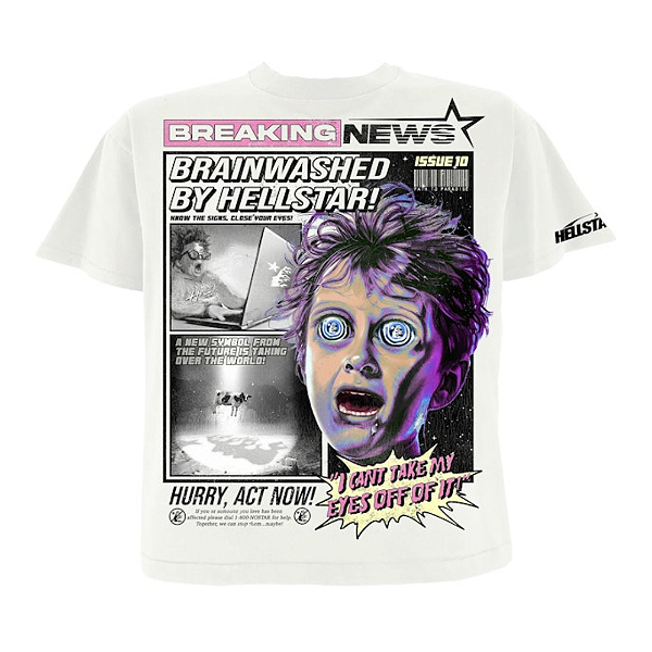 HELLSTAR - Camiseta Breaking News "Branco" -NOVO-