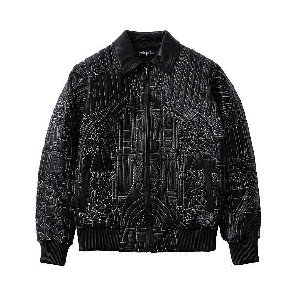 WHO DECIDES WAR x PELLE PELLE - Jaqueta de Couro Cathedral "Preto" -NOVO-