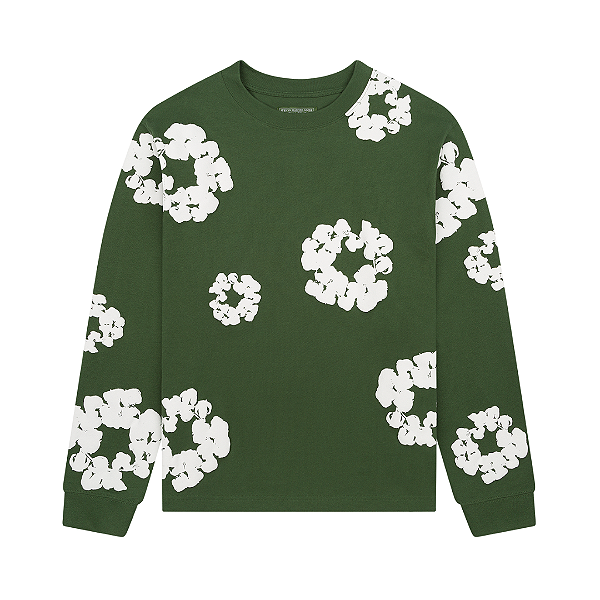 DENIM TEARS - Camiseta Manga Longa Cotton Wreath "Verde" -NOVO-