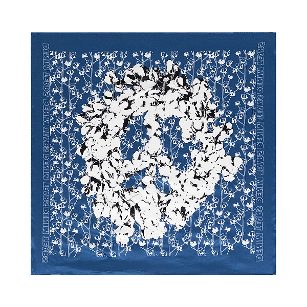DENIM TEARS - Lenço Cotton Wreath Peace Bandana "Azul" -NOVO-