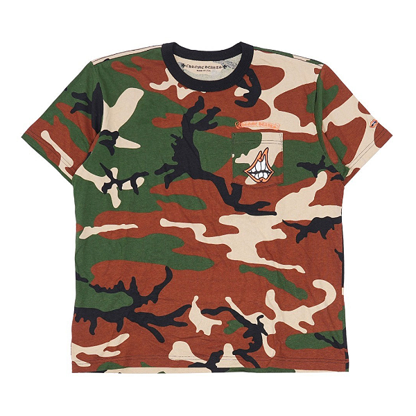CHROME HEARTS - Camiseta Matty Boy Caution "Camo" -NOVO-