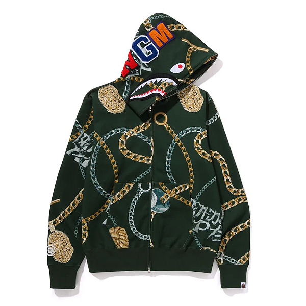BAPE - Moletom Jewels Shark Full Zip "Verde" -NOVO-