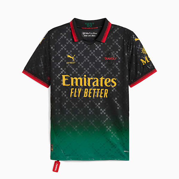 OFF-WHITE x PUMA - Camiseta Jersey AC Milan "Preto" -NOVO-