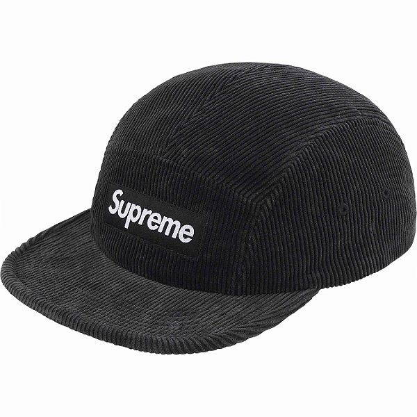 SUPREME - Boné Corduroy Camp SS25 "Preto" -NOVO-