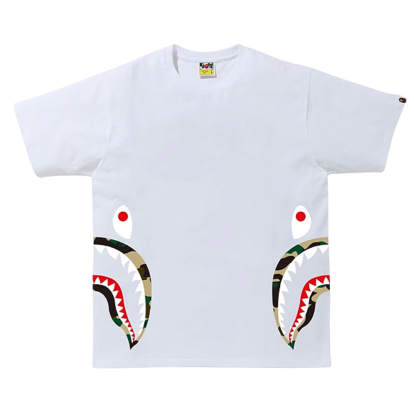 BAPE - Camiseta 1st Camo Side Shark "Branco/Amarelo" -NOVO-