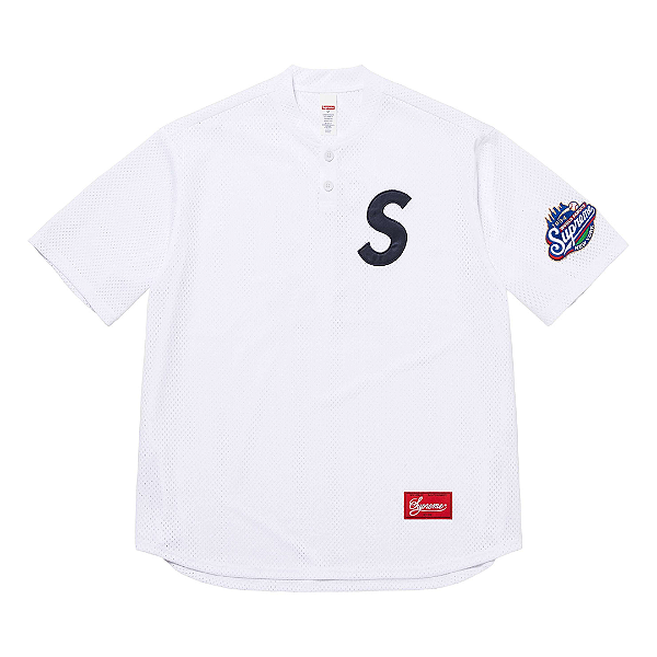 SUPREME - Camisa Jersey S Logo Baseball Henley "Branco" -NOVO-