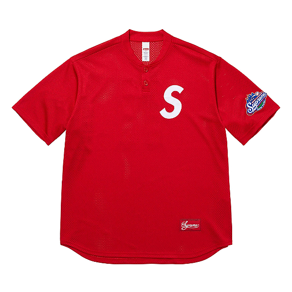 SUPREME - Camisa Jersey S Logo Baseball Henley "Vermelho" -NOVO-