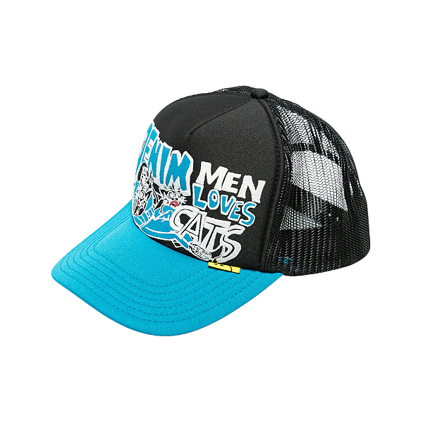 KAPITAL - Boné Trucker Denim Men Loves Cats "Preto/Azul" -NOVO-