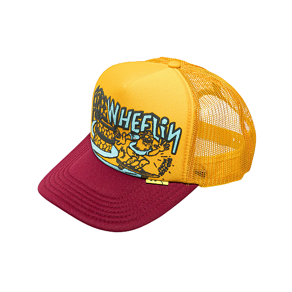KAPITAL - Boné Trucker Free Wheelin "Amarelo/Vinho" -NOVO-