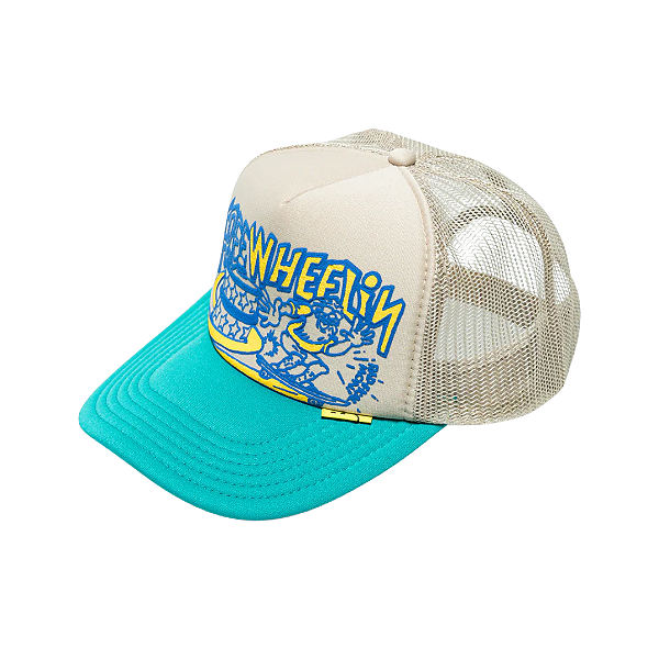 KAPITAL - Boné Trucker Free Wheelin "Bege/Turquesa" -NOVO-