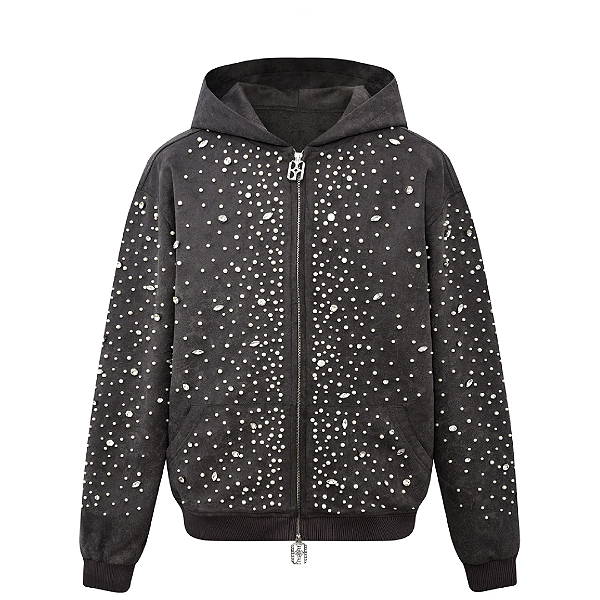 BIRTH OF ROYAL CHILD - Moletom Cashew Blossom Pearl Zipper "Preto" -NOVO-