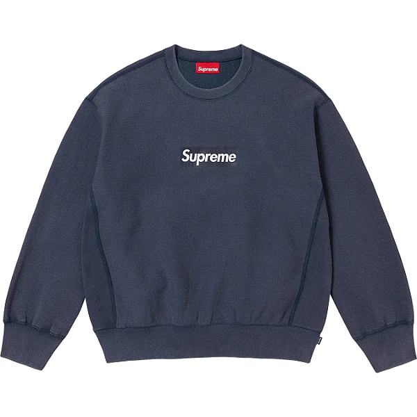 SUPREME - Moletom Crewneck Washed Box Logo SS25 "Azul Escuro" -NOVO-