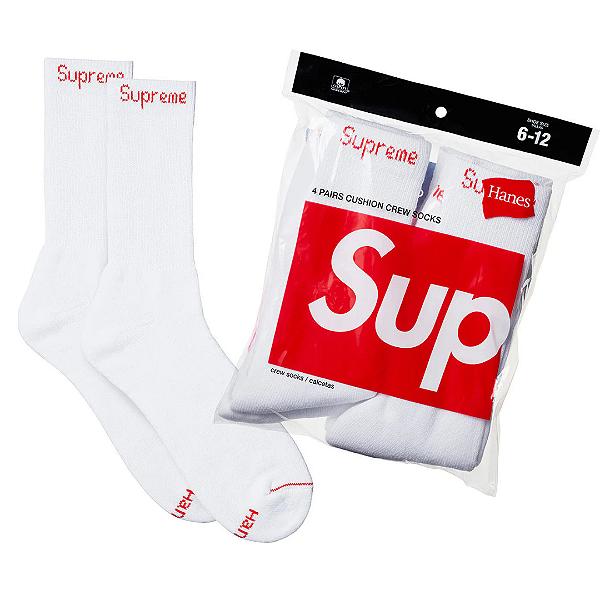 SUPREME x HANES - Pack c/4 Meias "Branco" -NOVO-