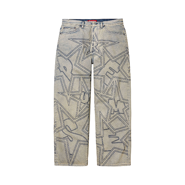 SUPREME - Calça Stars Topstitch Baggy Jeans "Indigo" -NOVO-