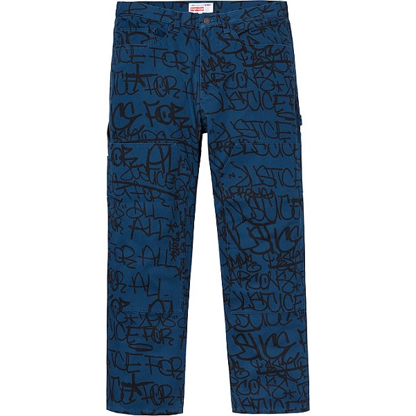 SUPREME x COMME DES GARÇONS - Calça Canvas Painter "Azul Marinho" -NOVO-
