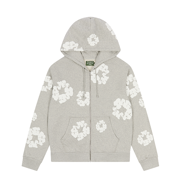 DENIM TEARS - Moletom Cotton Wreath Zip "Cinza" -NOVO-