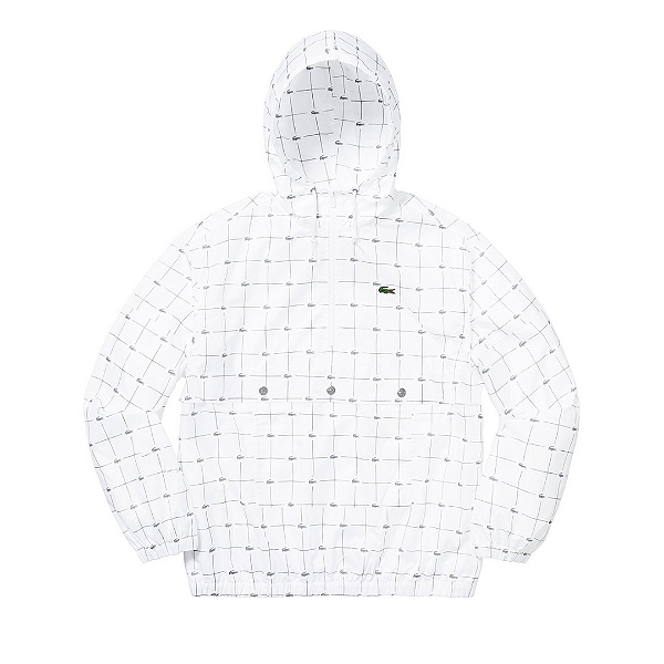 SUPREME x LACOSTE - Jaqueta Reflective Grid Nylon Anorak SS18 "Branco" -NOVO-