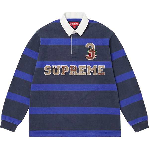 SUPREME - Camiseta Manga Longa Stripe Rugby FW25 "Azul" -NOVO-