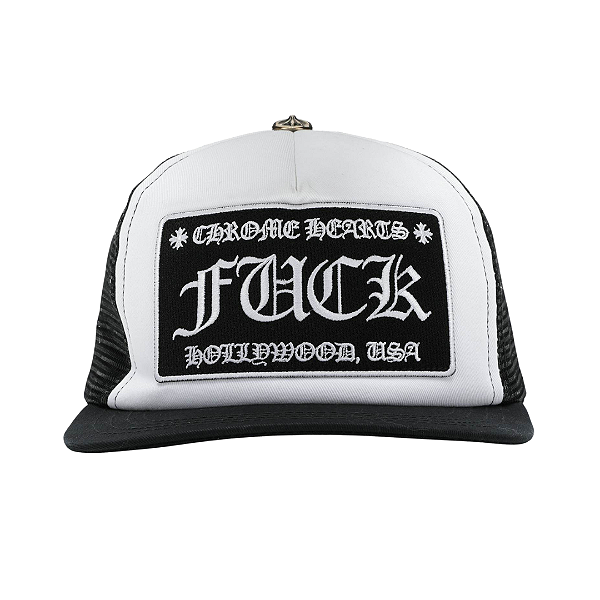 CHROME HEARTS - Boné Trucker Fuck Hollywood "Branco" -NOVO-
