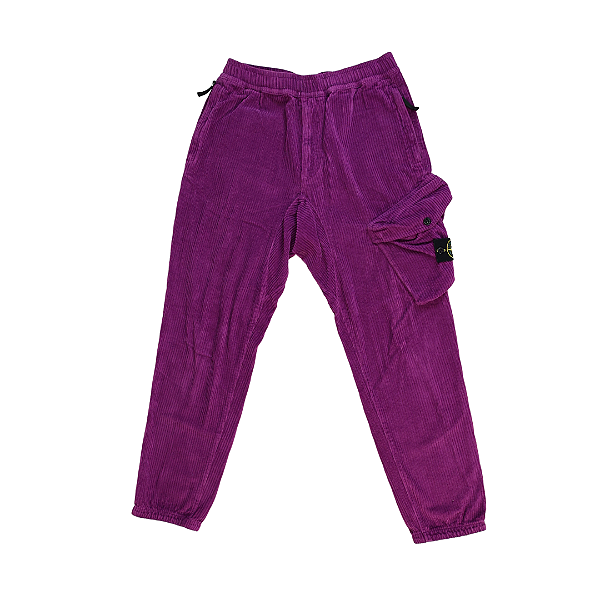 # STONE ISLAND - Calça Corduroy Cargo Trousers "Roxo" -USADO-