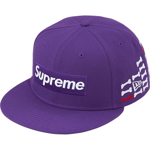 SUPREME x NEW ERA - Boné Box Logo Bones FW25 "Roxo"-NOVO-