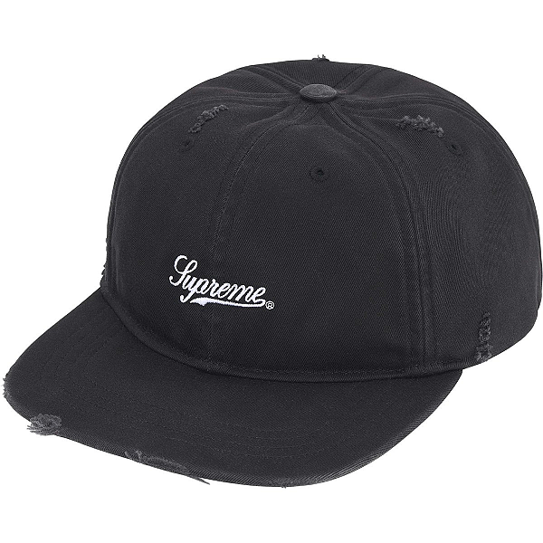 SUPREME - Boné Distressed Script 6-Panel "Preto" -NOVO-