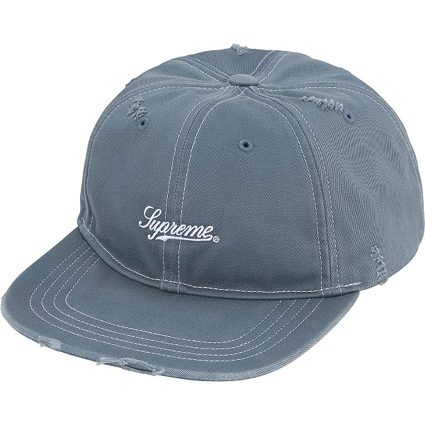 SUPREME - Boné Distressed Script 6-Panel "Slate" -NOVO-