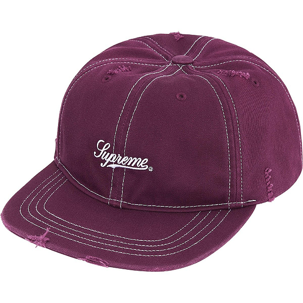 SUPREME - Boné Distressed Script 6-Panel "Dark Purple -NOVO-