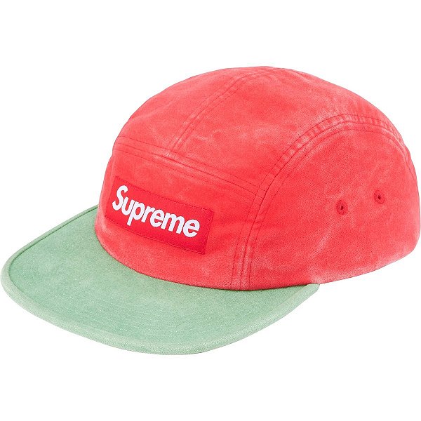 SUPREME - Boné 2-Tone Moleskin Camp FW25 "Vermelho/Verde" -NOVO-