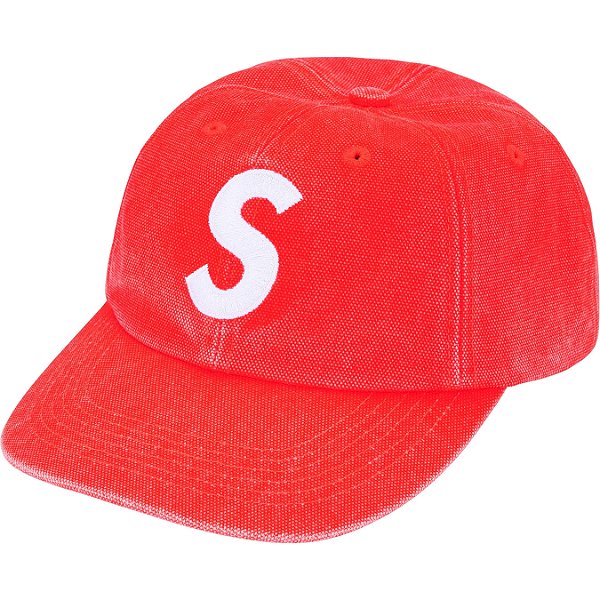 SUPREME - Boné Pigment Coated Canvas S Logo 6-Panel FW25 "Laranja" -NOVO-