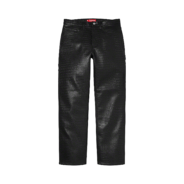 SUPREME - Calça Faux Croc Painter SS22 "Preto" -NOVO-
