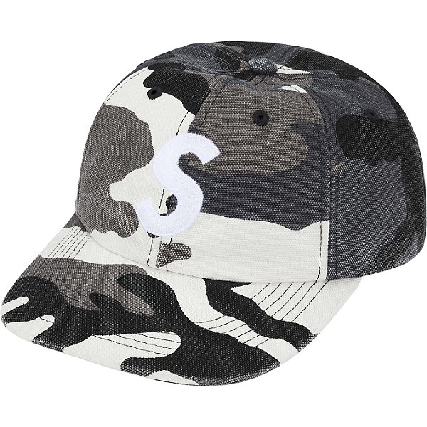 SUPREME - Boné Pigment Coated Canvas S logo 6-Panel FW25 "Snow Camo" -NOVO-