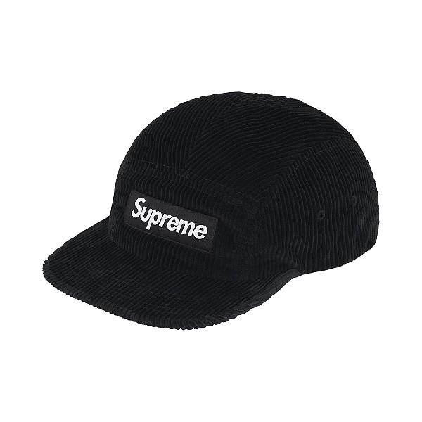 SUPREME - Boné Corduroy Camp FW25 "Preto" -NOVO-