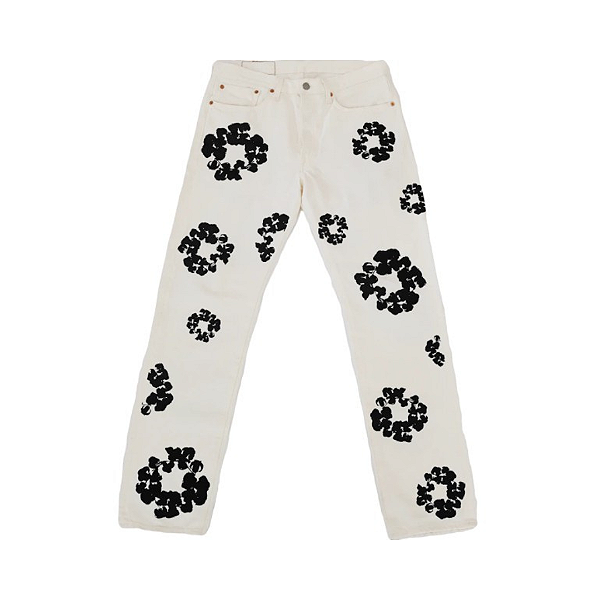 *DENIM TEARS - Calça Jeans Cotton Wreath "Branco" -NOVO-