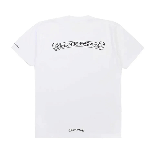 CHROME HEARTS - Camiseta Scroll Logo Pocket "Branco" -NOVO-