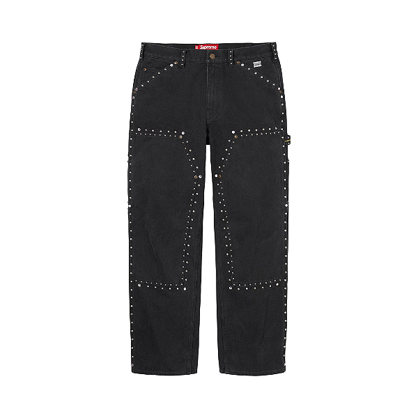 SUPREME x B.B SIMONS - Calça Studded Double Knee Painter "Preto" -NOVO-