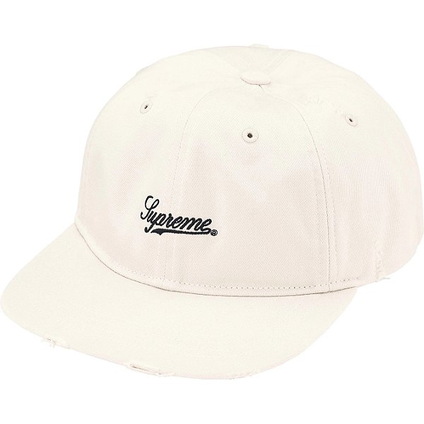 SUPREME - Boné Distressed Script 6-Panel "Branco" -NOVO-