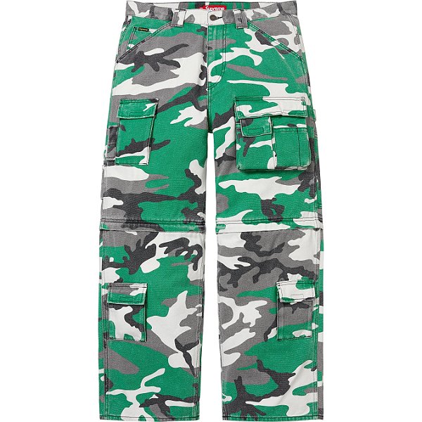 SUPREME - Calça Jeans Zip-Off Utility "Verde Camo" -NOVO-