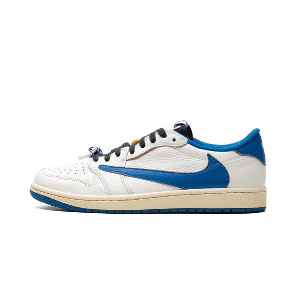 NIKE X TRAVIS SCOTT X FRAGMENT - Air Jordan 1 Retro Low OG SP "Sail/Military Blue" -NOVO-