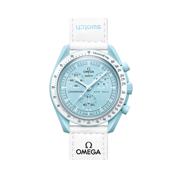 SWATCH x OMEGA - Relógio Mission to Uranus "Azul/Branco" -NOVO-
