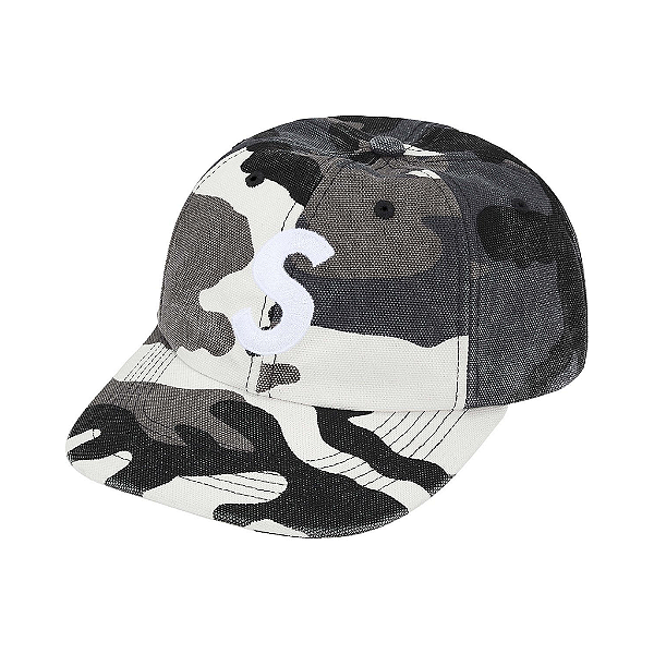 SUPREME - Boné Pigment Coated Canvas S logo 6-Panel FW25 "Snow Camo" -NOVO-