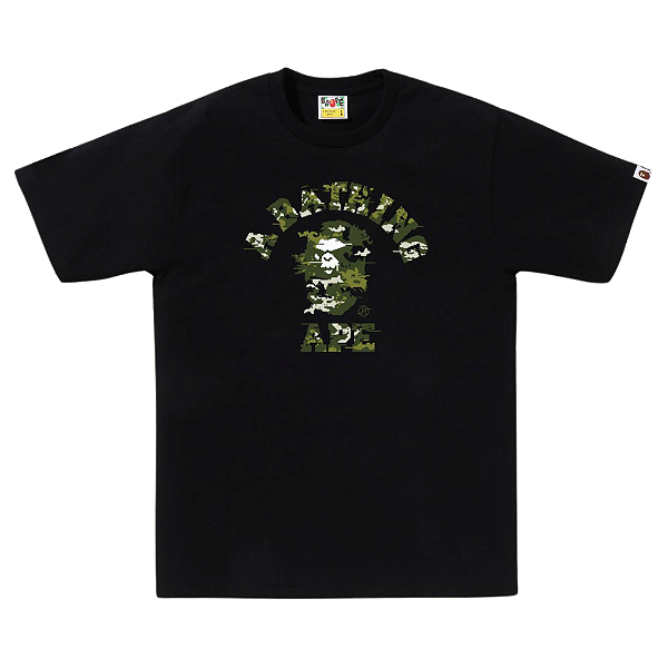 BAPE - Camiseta Multi Pixel Camo College "Preto/Verde" -NOVO-