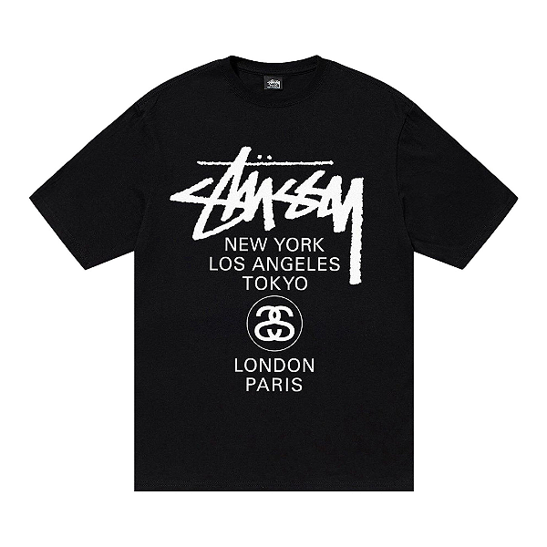 STUSSY - Camiseta World Tour "Preto" -NOVO-