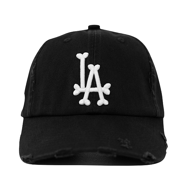 OMA DESIGN STUDIOS - Boné LA Bones Distressed "Preto/Branco" -NOVO-