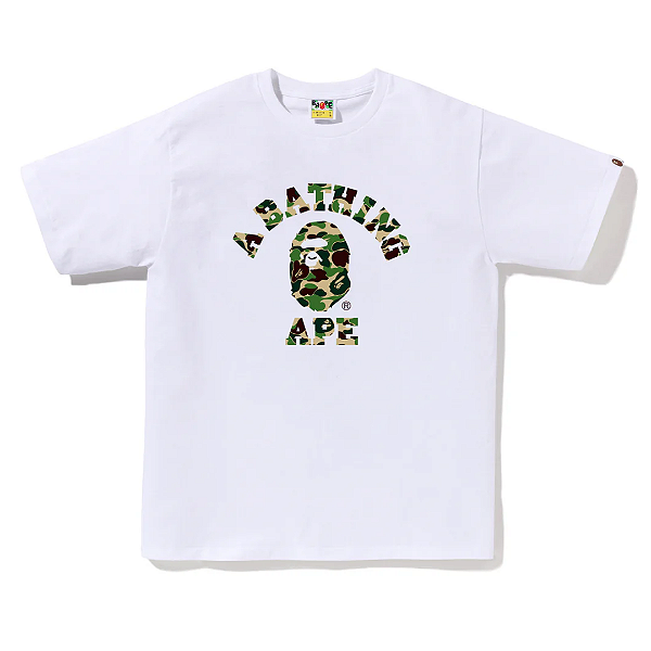BAPE - Camiseta ABC Camo College "Branco/Verde" -NOVO-