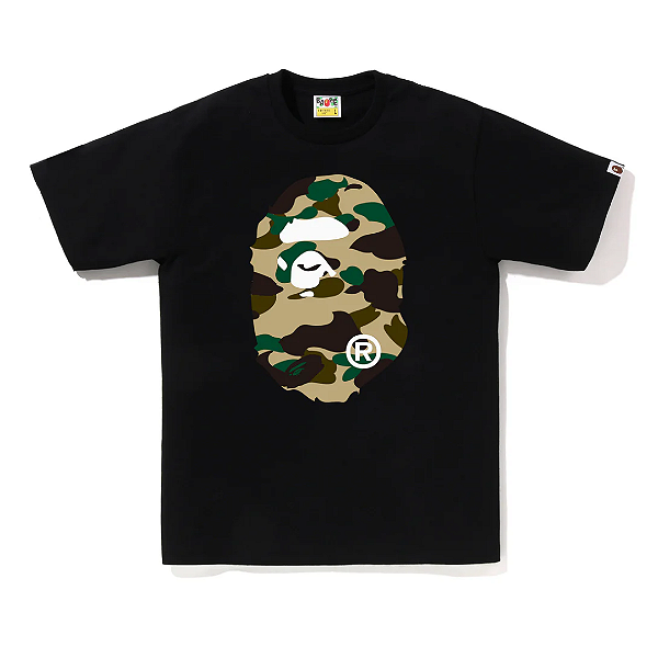 BAPE - Camiseta 1st Camo Big Ape Head "Preto/Amarelo" -NOVO-